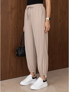 Dámské jogger kalhoty s gumou v pase, béžové, FashionStreet UY3154