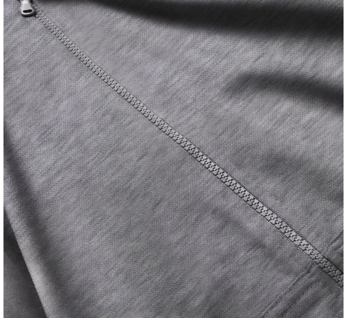 Tmavě šedá tenká rozepínací dámská mikina s kapucí (W08-5)