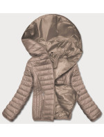 Béžová dámská prošívaná bunda s kapucí (B0123-46)