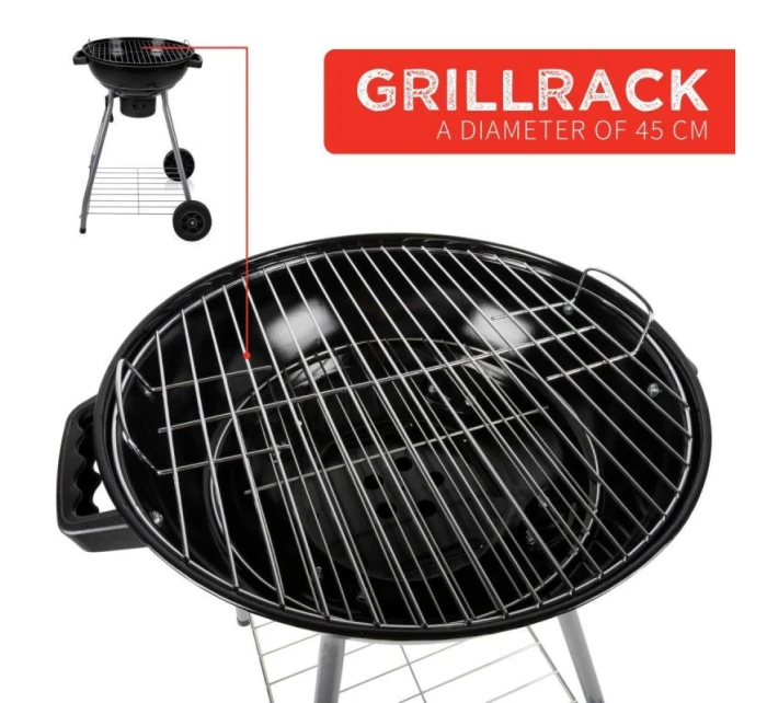 KULOVÝ ZAHRADNÍ GRIL REX STEEL 46CM S POPELNÍKEM