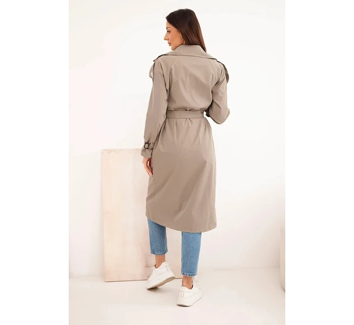 Dámský kabát vázaný v pase s límcem fango