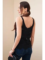 Dámská viskózová halenka bez rukávů s výstřihem do V džínová Dámská viskózová halenka bez rukávů s výstřihem do V džínová