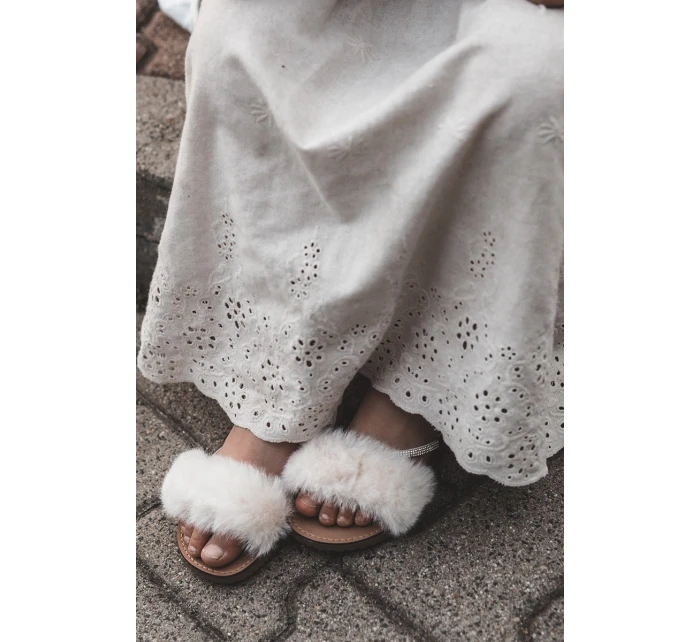 Dětské sandálky na suchý zip s kožíškem Bílé Rosavere