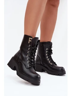 Dámské workery kotníkové boty na klínku zateplené s F černé model 21707452 - Boto