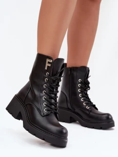 Dámské workery kotníkové boty na klínku zateplené s F černé model 21707452 - Boto