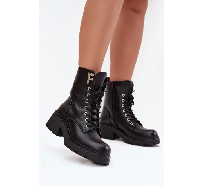 Dámské workery kotníkové boty na klínku zateplené s F černé model 21707452 - Boto Dámské workery kotníkové boty na klínku zateplené s F černé model 21707452 - Boto