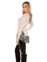 Dámská tunika 2v1 Tmavě modrá s ecru  model 20913283 - Koucla