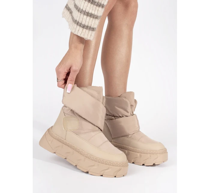 Krásné hnědé dámské sněhule platforma Krásné hnědé dámské sněhule platforma