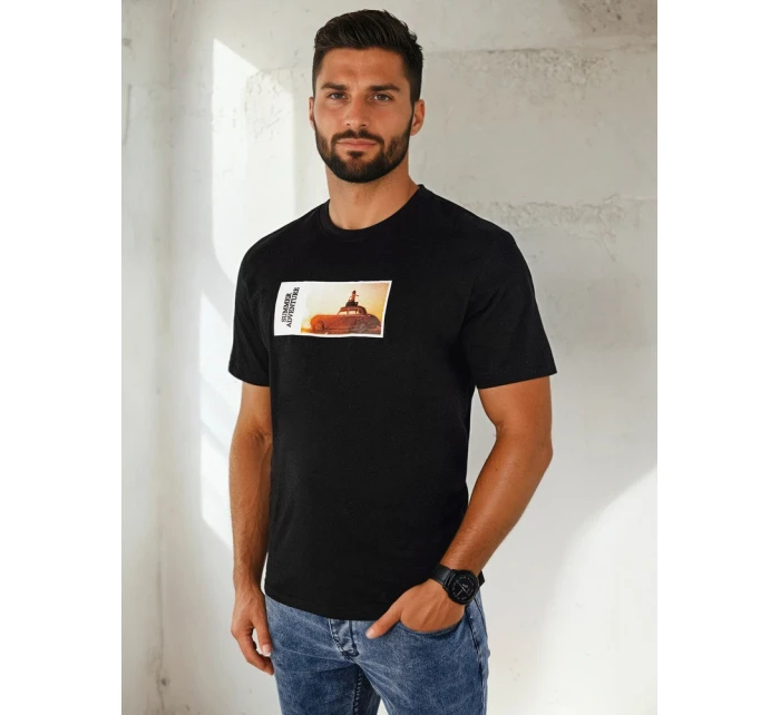 Pánské tričko s potiskem černé FashionStreet RX5485
