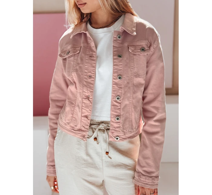 Dámská krátká džínová bunda PASTELLO růžová FashionStreet TY4909
