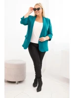 Dámská sako Plus Size bez zapínání s podšívkou model 21468640 mořská - K-Fashion