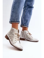 Zazoo 2871 Dámské Botky Šněrovací Stříbrné