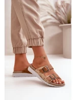 Dámské Pohodlné Sandały S Přezkami Hnědé model 21667972 - Inblu