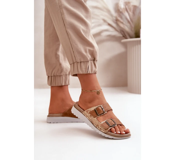 Dámské Pohodlné Sandały S Přezkami Hnědé model 21667972 - Inblu