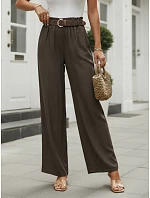 Dámské kalhoty z lyocellu se širokými nohavicemi, hnědé, FashionStreet UY3065