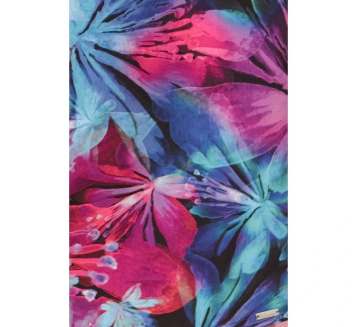 model 21218910 Pohodlné oversize šaty s vázáním na rukávech barevné květy - numoco