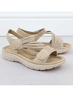 Dámské sandály na platformě pohodlné béžové model 22087466 - Hikvision Dámské sandály na platformě pohodlné béžové model 22087466 - Hikvision