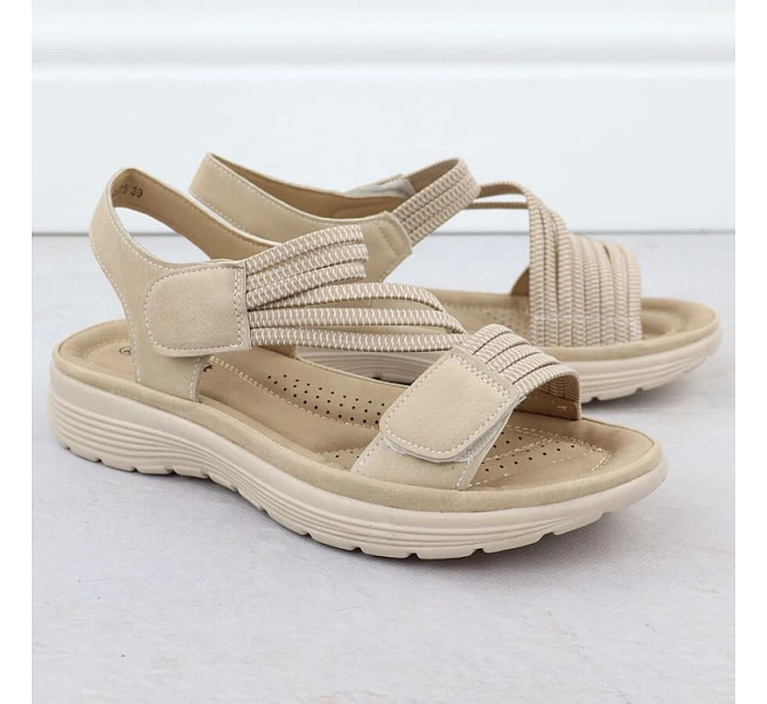 Dámské sandály na platformě pohodlné béžové model 22087466 - Hikvision Dámské sandály na platformě pohodlné béžové model 22087466 - Hikvision