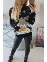 Vánoční svetr se sobem černý