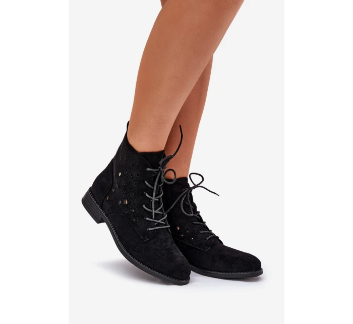 Šněrovací Boty S Vzorem  Černé model 21685103 - S.Barski