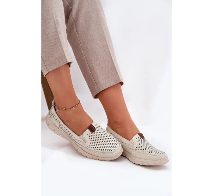 Baletky Z Přírodní Kůže  Béžové model 21690851 - VINCEZA