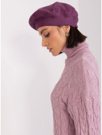 Tmavě fialový dámský baret s kamínky