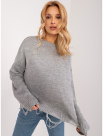 Šedý oversize svetr s manžetami