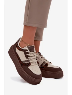 Dámské tenisky na platformě Big Star – hnědo-béžové