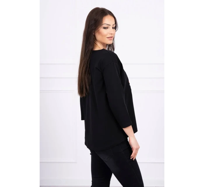 Halenka s 3D grafikou kočky černá Halenka s 3D grafikou kočky černá