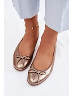 Kožené dámské baleríny model 22100762 Zlaté - Maciejka Kožené dámské baleríny model 22100762 Zlaté - Maciejka