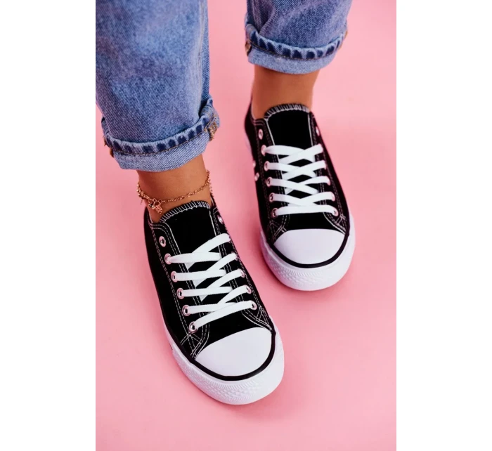 Dámské Klasické Tenisky Černé S Bílou Podešví Omerta Dámské Klasické Tenisky Černé S Bílou Podešví Omerta