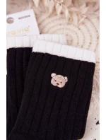 Dámské bavlněné ponožky s malým medvídkem – černé Dámské bavlněné ponožky s malým medvídkem – černé