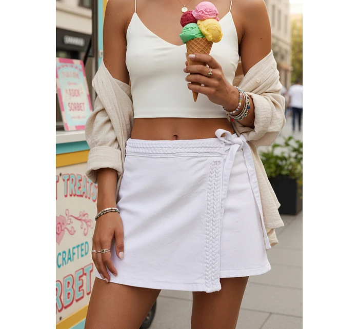 Dámská džínová sukně-šortky bílá FashionStreet SY0500