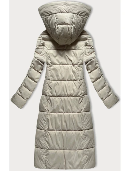 Světle béžová dlouhá dámská zimní prošívaná bunda model 21248635 - Libland
