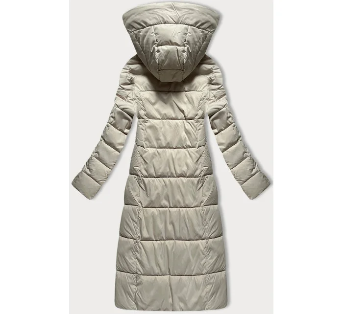 Světle béžová dlouhá dámská zimní prošívaná bunda model 21248635 - Libland