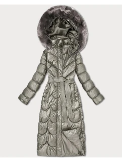 Klasický béžový prošívaný kabát s kapucí Minority (T3-2620#-62)