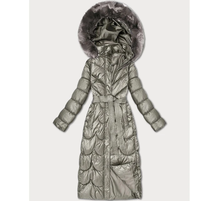 Klasický béžový prošívaný kabát s kapucí Minority (T3-2620#-62) Klasický béžový prošívaný kabát s kapucí Minority (T3-2620#-62)