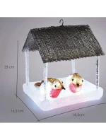 PTAČÍ BUDKA VEDLA DEKORACE 185X165X230MM ŠEDÁ STŘÍŠKA