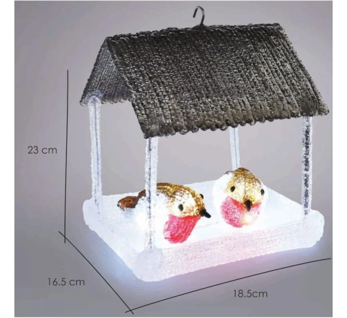 PTAČÍ BUDKA VEDLA DEKORACE 185X165X230MM ŠEDÁ STŘÍŠKA