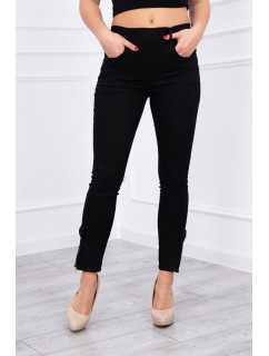 Kalhoty barevné džínové s mašlí černé