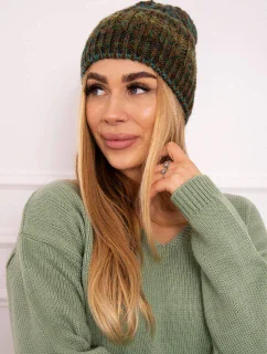 Fleecová čepice Melisa K241 hnědá+zelená