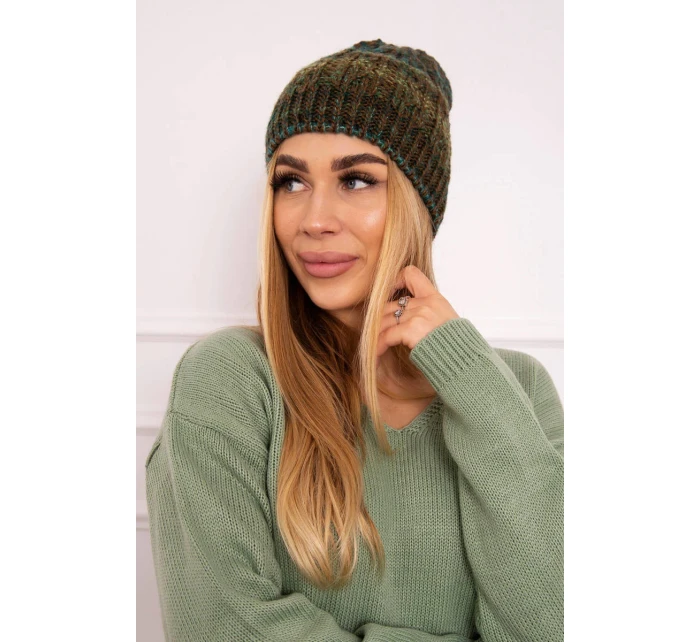 Fleecová čepice Melisa K241 hnědá+zelená