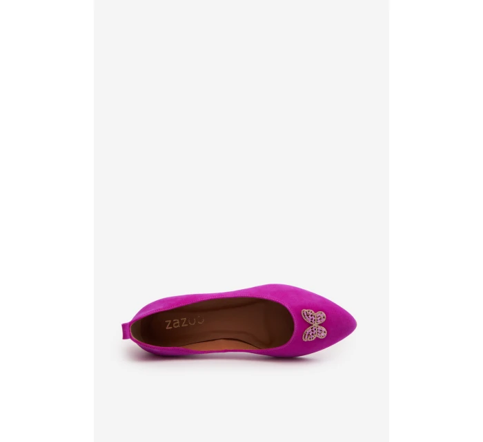 Kožené baleríny s ozdobou model 21646285 - Zazoo