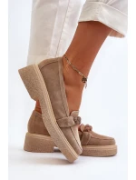 Dámské semišové mokasíny s ozdobou béžové Zazoo 3429/W