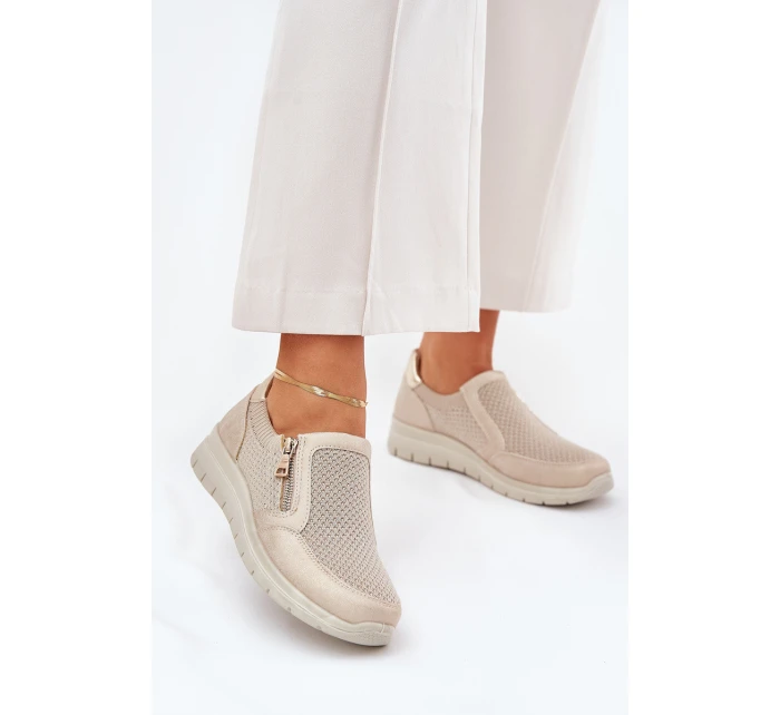 Dámské polobotky na platformě se zipem zlaté model 21689124 - EVENTO