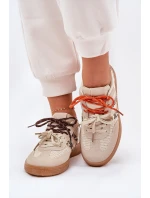Dámské Tenisky S Dvojitým Šněrováním Leopardí Béžové Ollabes