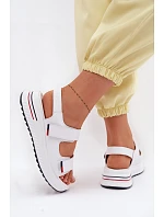 Kožené dámské sandály na platformě na suchý zip bílé Jemela Kožené dámské sandály na platformě na suchý zip bílé Jemela