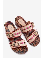 Kožené vzorované dámské sandály na platformě model 22133529 Multicolor - Maciejka