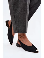 Kožené semišové dámské sandály na nízkém podpatku D&A CR61-3050 Černé