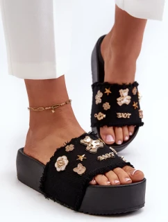 Dámské pantofle na platformě se špendlíky Černá Zranesia